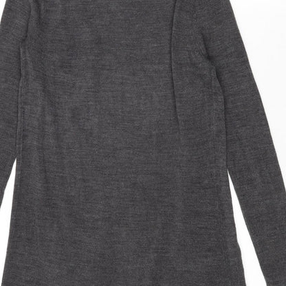 South Womens Grey V-Neck Acrylic Cardigan Jumper Size 8