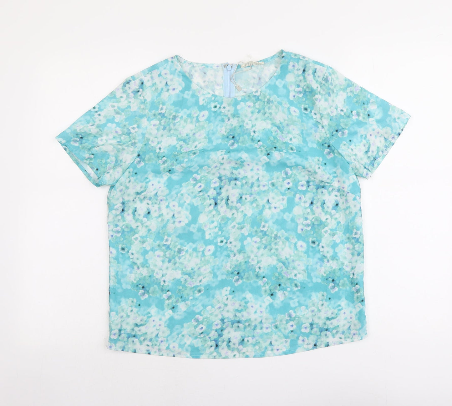 Womens UK Size 12 Poppy Lux Blue Basic T-Shirt