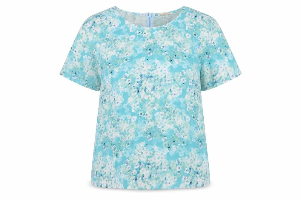 Womens UK Size 12 Poppy Lux Blue Basic T-Shirt