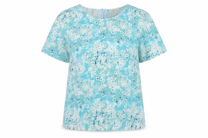 Womens UK Size 12 Poppy Lux Blue Basic T-Shirt