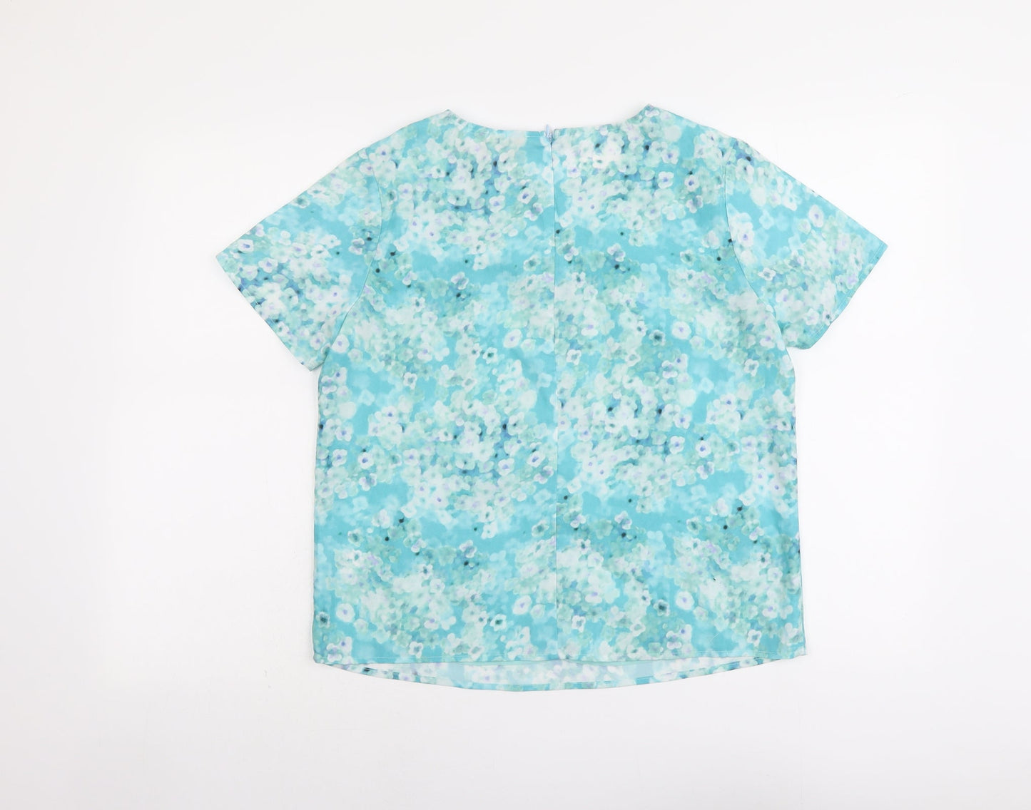 Womens UK Size 12 Poppy Lux Blue Basic T-Shirt