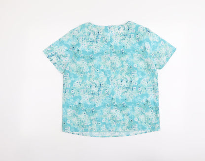 Womens UK Size 12 Poppy Lux Blue Basic T-Shirt