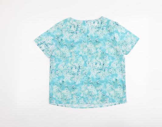 Womens UK Size 12 Poppy Lux Blue Basic T-Shirt