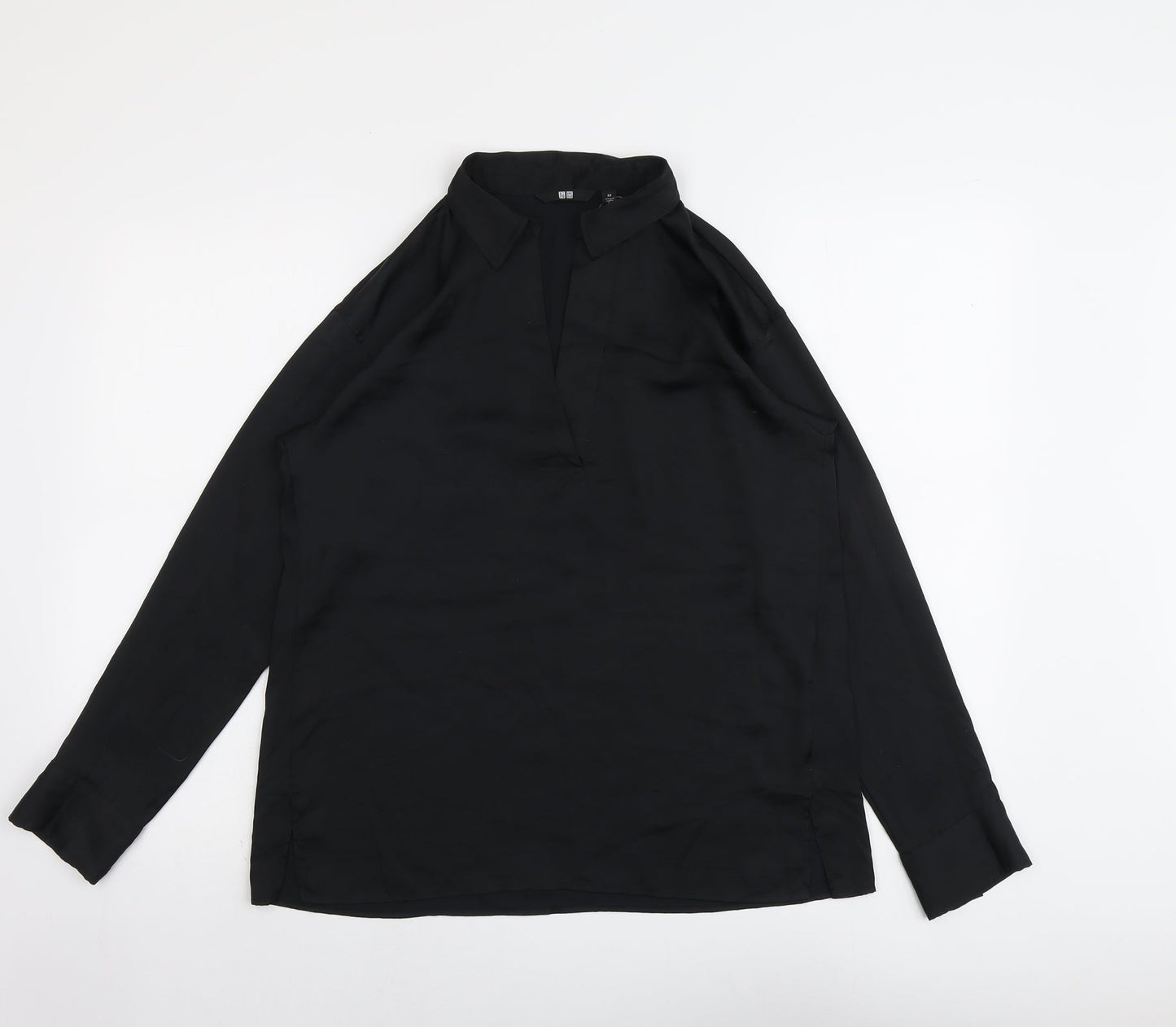 Unqilo Womens Black Polyester Basic Blouse Size XS V-Neck