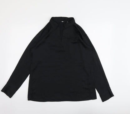 Unqilo Womens Black Polyester Basic Blouse Size XS V-Neck