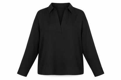 Unqilo Womens Black Polyester Basic Blouse Size XS V-Neck