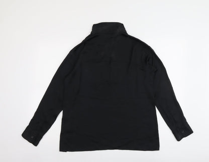 Unqilo Womens Black Polyester Basic Blouse Size XS V-Neck