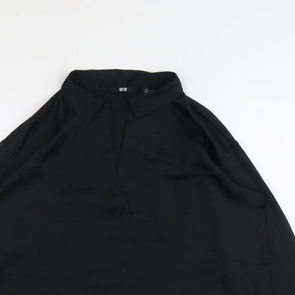 Unqilo Womens Black Polyester Basic Blouse Size XS V-Neck