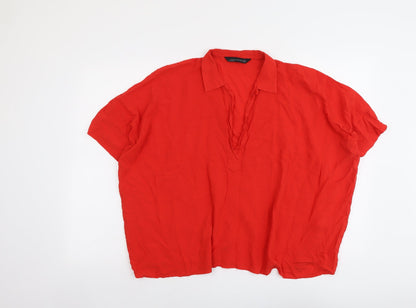Womens UK Size M Zara Red Basic Blouse