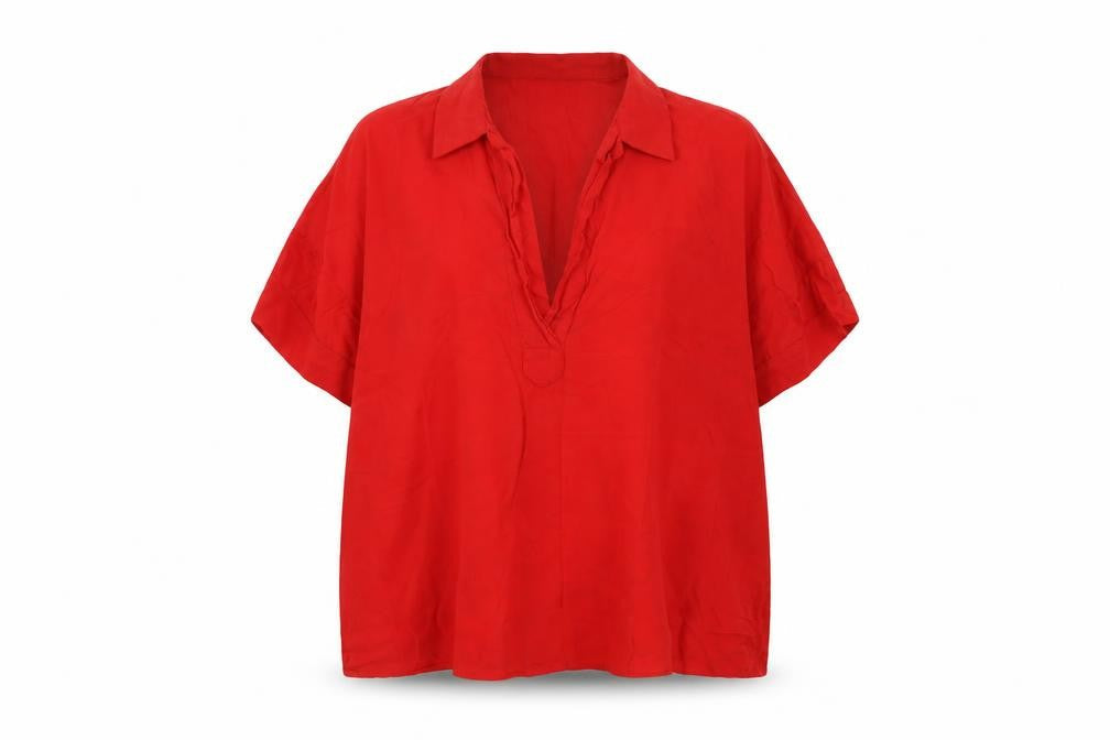 Womens UK Size M Zara Red Basic Blouse