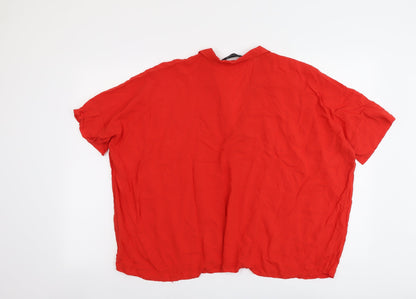 Womens UK Size M Zara Red Basic Blouse
