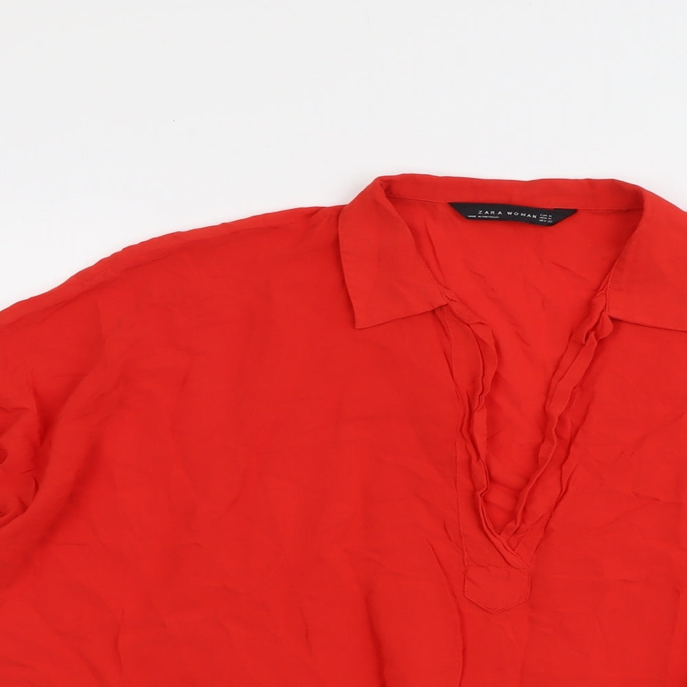 Womens UK Size M Zara Red Basic Blouse
