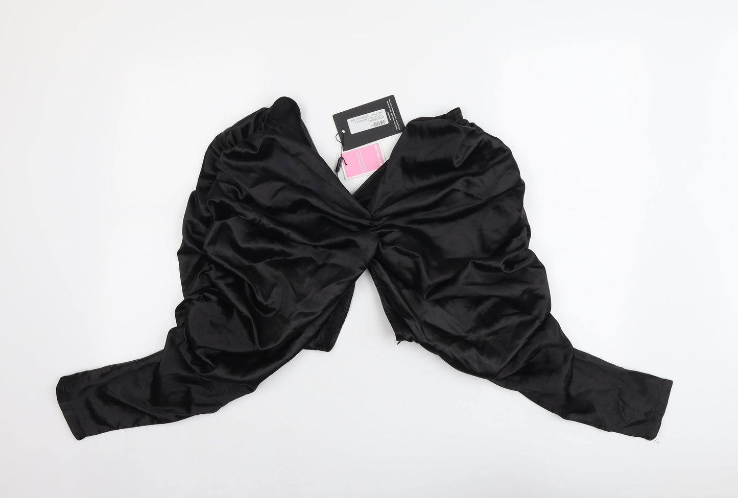 Womens UK Size 6 PRETTYLITTLETHING Black Cropped Blouse