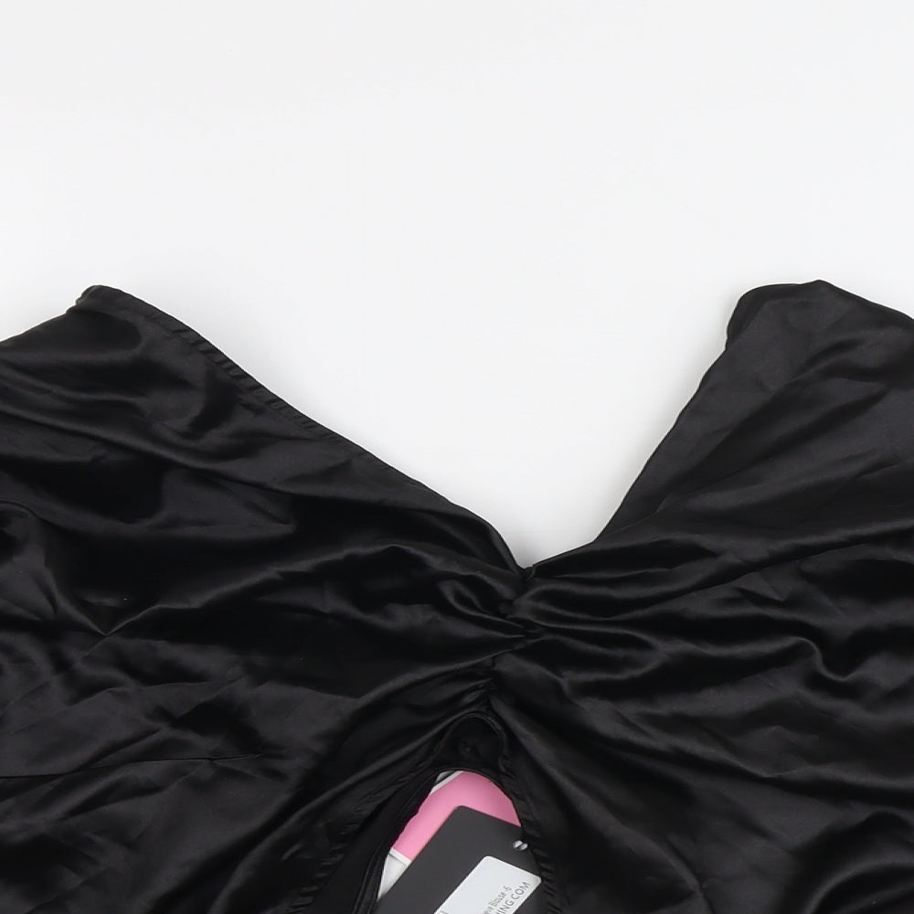 Womens UK Size 6 PRETTYLITTLETHING Black Cropped Blouse