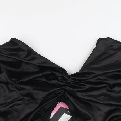 Womens UK Size 6 PRETTYLITTLETHING Black Cropped Blouse