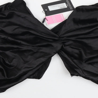 Womens UK Size 6 PRETTYLITTLETHING Black Cropped Blouse