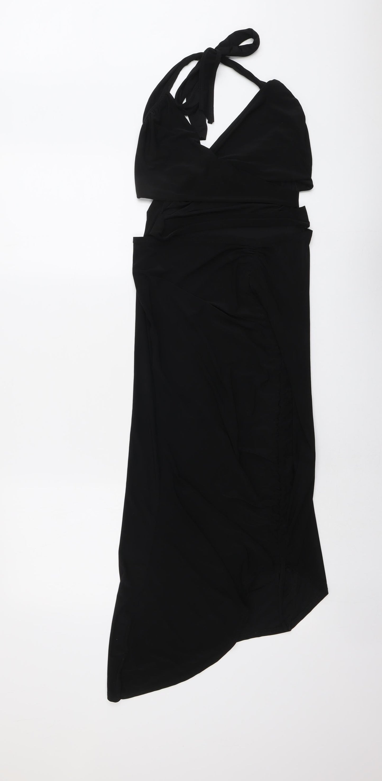 PRETTYLITTLETHING Womens Black Polyester Trapeze & Swing Size 12 Halter Pullover