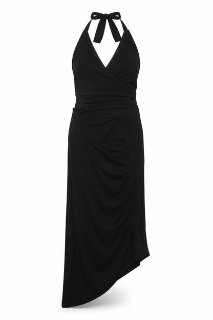 PRETTYLITTLETHING Womens Black Polyester Trapeze & Swing Size 12 Halter Pullover