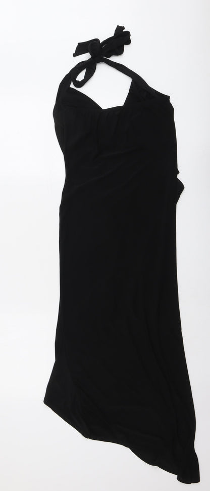 PRETTYLITTLETHING Womens Black Polyester Trapeze & Swing Size 12 Halter Pullover