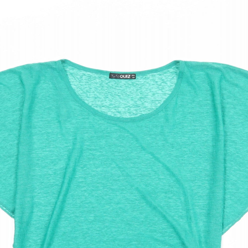 Womens UK Size 8 Quiz Green Basic T-Shirt