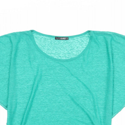 Womens UK Size 8 Quiz Green Basic T-Shirt