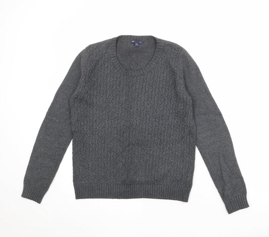 Gap Womens Grey Round Neck Cotton Pullover Jumper Size M