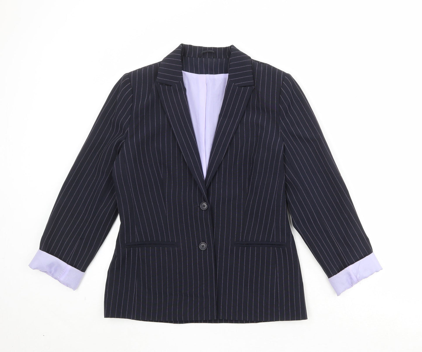 Dorothy Perkins Womens Black Striped Polyester Jacket Suit Jacket Size 10