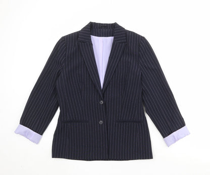 Dorothy Perkins Womens Black Striped Polyester Jacket Suit Jacket Size 10