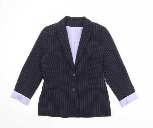 Dorothy Perkins Womens Black Striped Polyester Jacket Suit Jacket Size 10