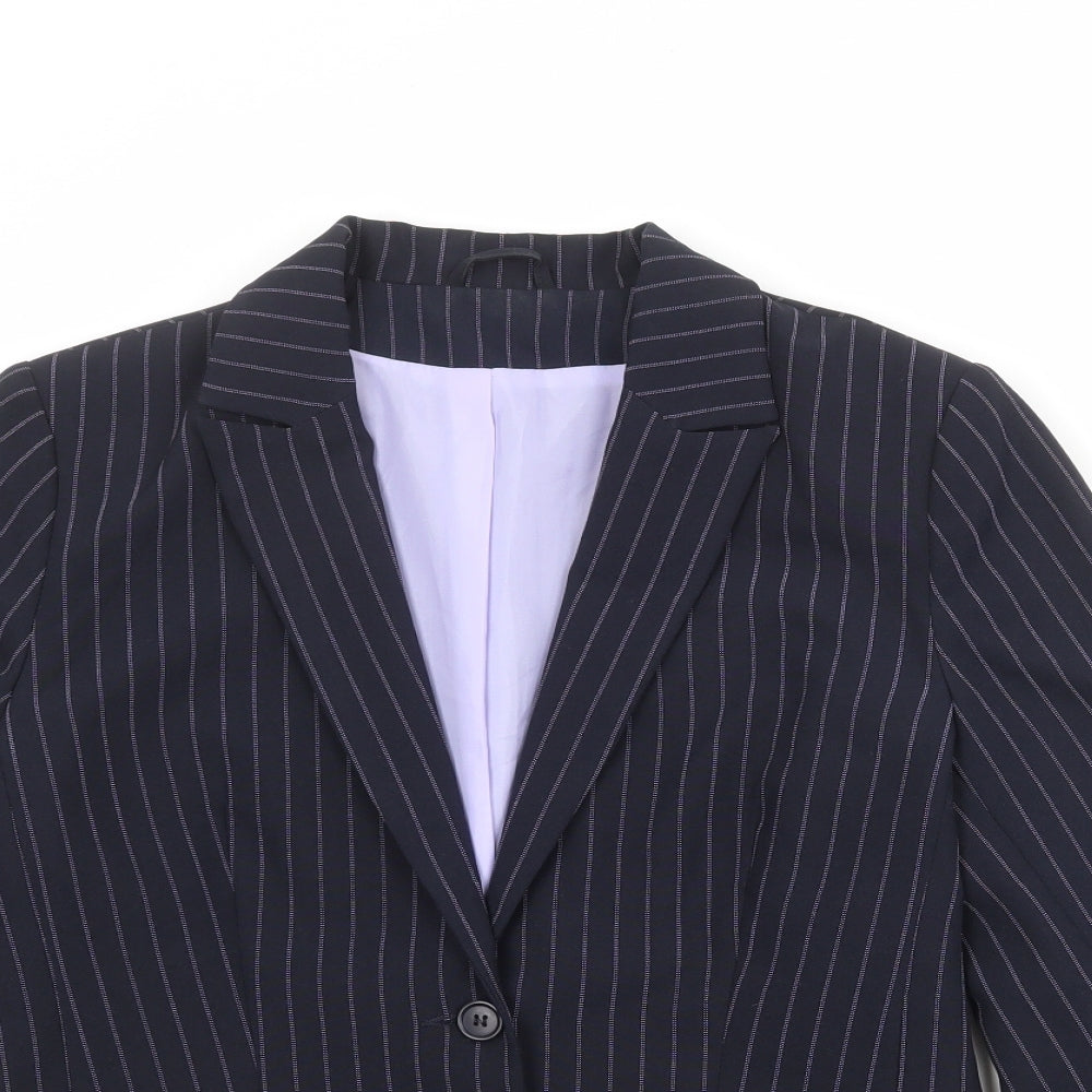 Dorothy Perkins Womens Black Striped Polyester Jacket Suit Jacket Size 10