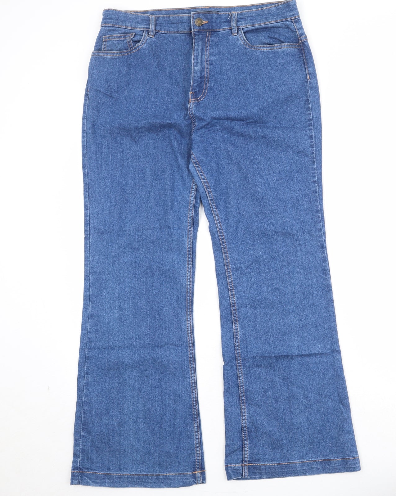 FOREVER 21 Womens Blue Cotton Bootcut Jeans Size 31 in Regular Zip