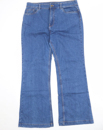FOREVER 21 Womens Blue Cotton Bootcut Jeans Size 31 in Regular Zip