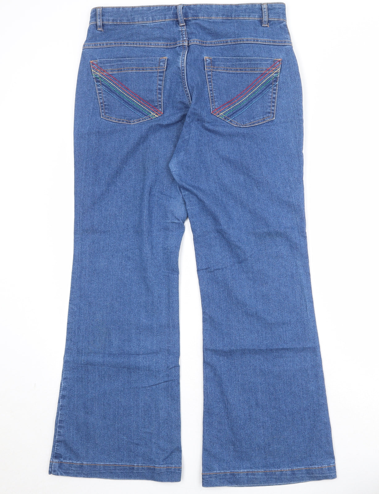 FOREVER 21 Womens Blue Cotton Bootcut Jeans Size 31 in Regular Zip