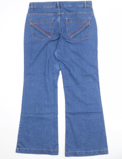 FOREVER 21 Womens Blue Cotton Bootcut Jeans Size 31 in Regular Zip