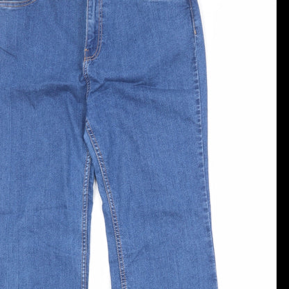 FOREVER 21 Womens Blue Cotton Bootcut Jeans Size 31 in Regular Zip