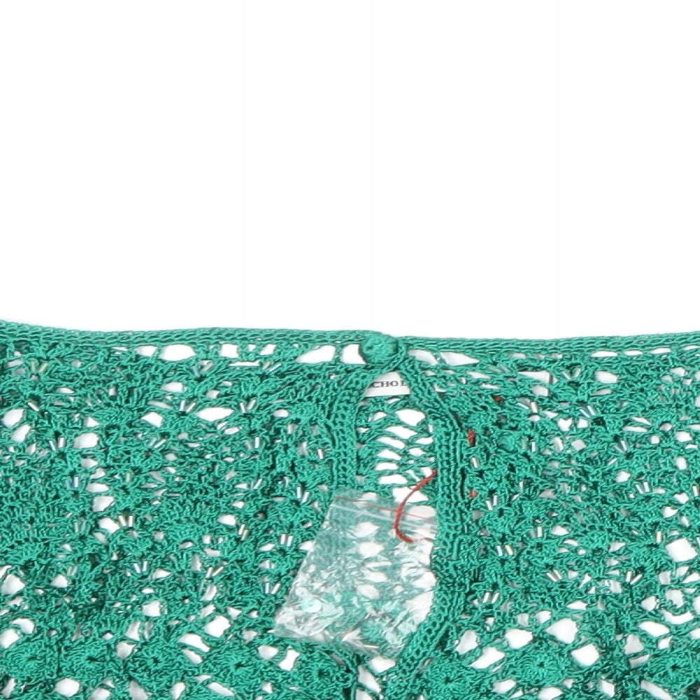 Nicholas Millington Womens Green Boat Neck Viscose Cardigan Jumper Size S - Size S/M