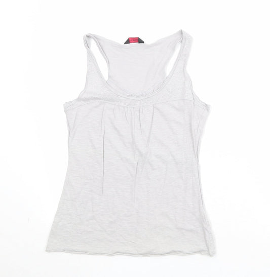 Miss Selfridge Womens Grey 100% Cotton Basic Tank Size 12 Round Neck