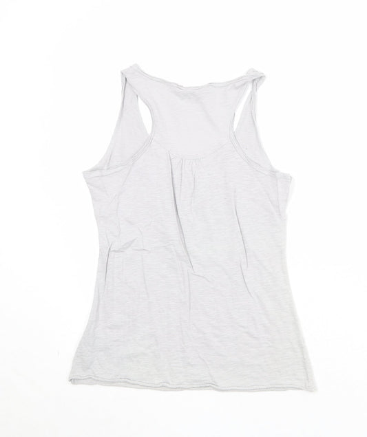 Miss Selfridge Womens Grey 100% Cotton Basic Tank Size 12 Round Neck