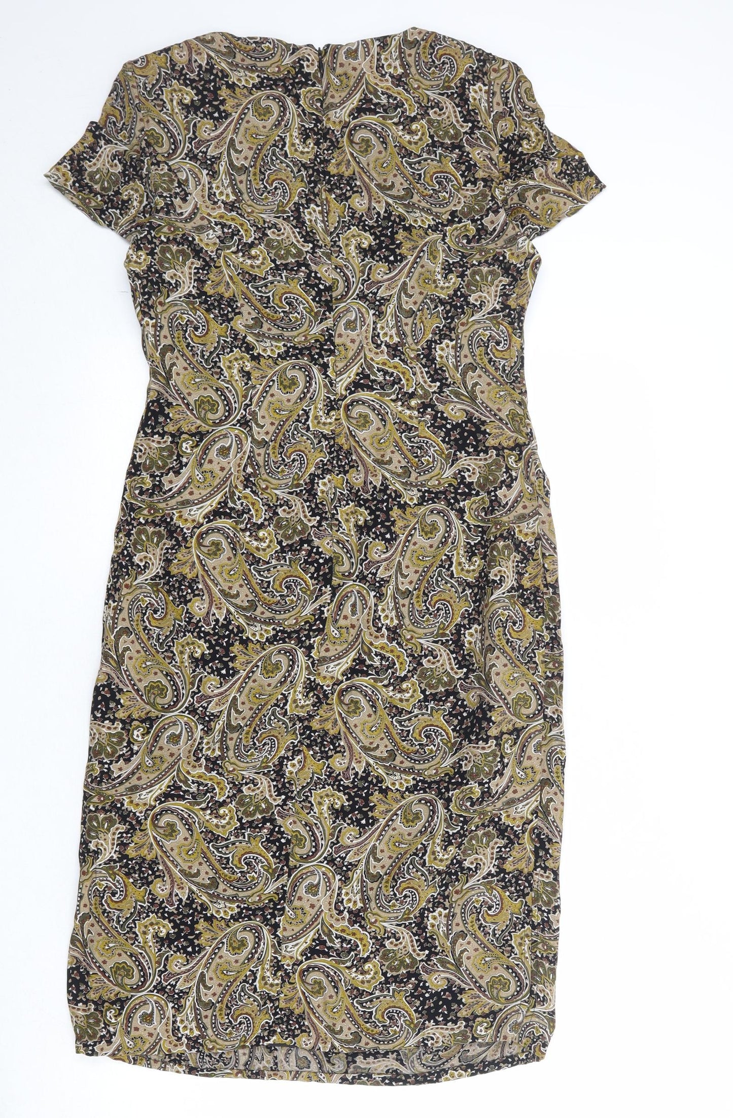 Annabelle Womens Multicoloured Paisley Viscose Sheath Size 10 Boat Neck Zip