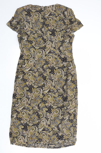 Annabelle Womens Multicoloured Paisley Viscose Sheath Size 10 Boat Neck Zip
