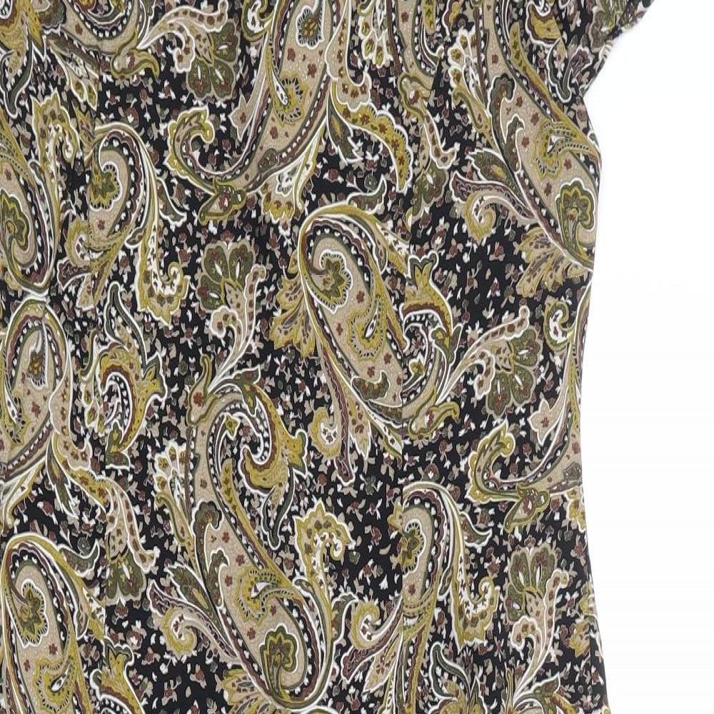 Annabelle Womens Multicoloured Paisley Viscose Sheath Size 10 Boat Neck Zip
