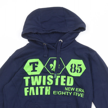 Twisted Faith Mens Blue Cotton Pullover Hoodie Size S