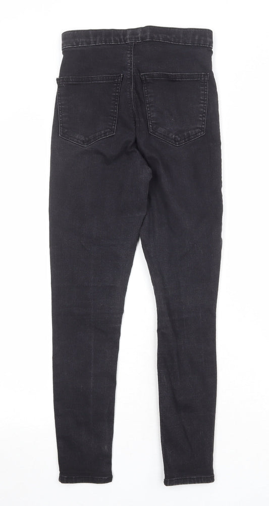 Topshop Womens Black Cotton Skinny Jeans Size 28 in Regular Zip