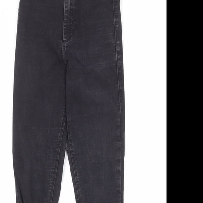 Topshop Womens Black Cotton Skinny Jeans Size 28 in Regular Zip