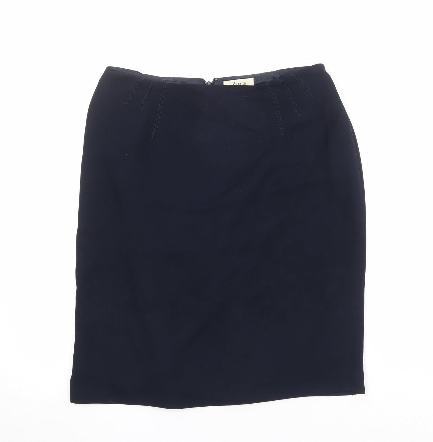 Precis Womens Black Polyester A-Line Skirt Size 12 Zip