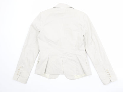 H&M Womens Ivory Striped Cotton Jacket Blazer Size 10