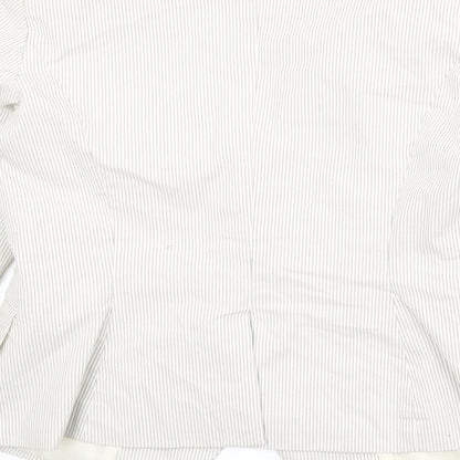 H&M Womens Ivory Striped Cotton Jacket Blazer Size 10