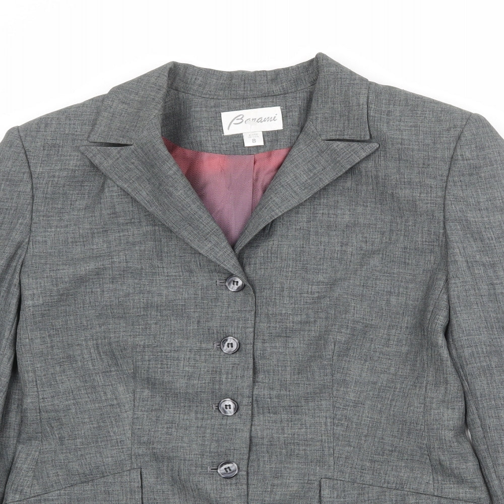 Barami Womens Grey Polyester Jacket Blazer Size 8