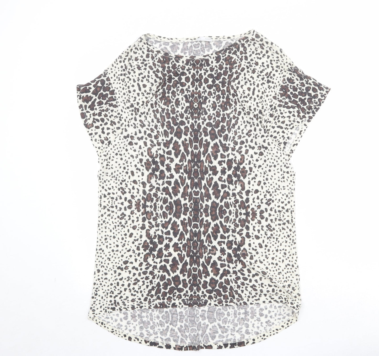 Womens UK Size M Zara Beige Basic T-Shirt
