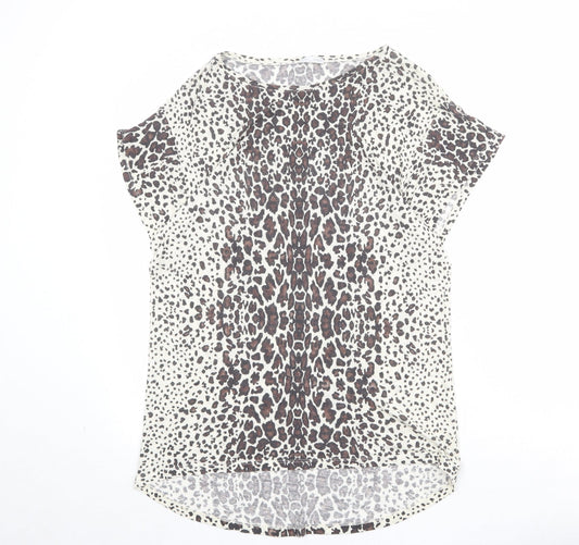 Womens UK Size M Zara Beige Basic T-Shirt